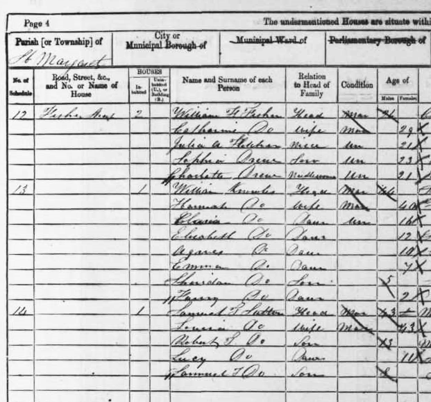 Extract from 1861 Census