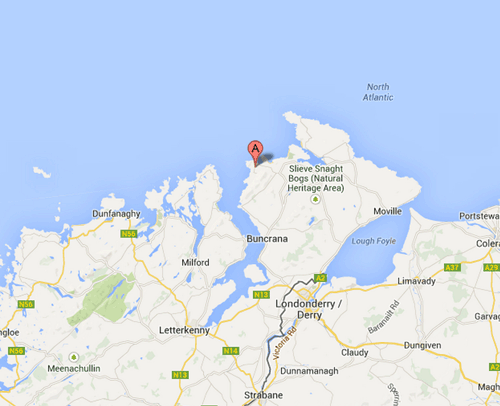 See location map of Dunaff, County Donegal