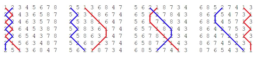 Duffield Major, 1-2, 3-4, 5-6, 7-8, the three patterns